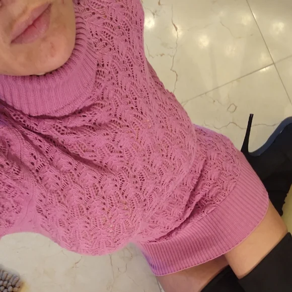BCBGMAXAZRIA Lavender Knit Sweater Dress, L - Picture 13 of 16